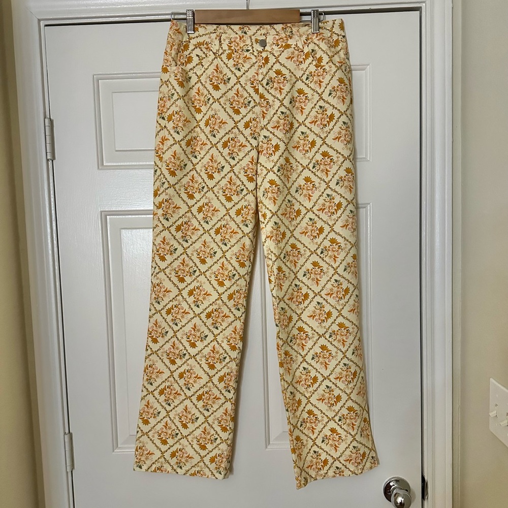 Baevely Golden Floral Straight Leg Pants